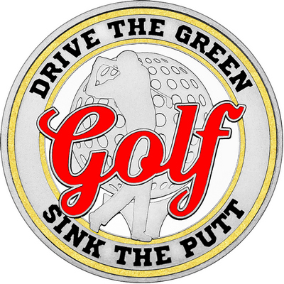 Red "Golf" with Gold Outer Circular Borders